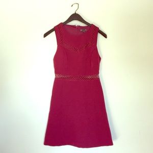 Express burgundy see through waist dress size 2